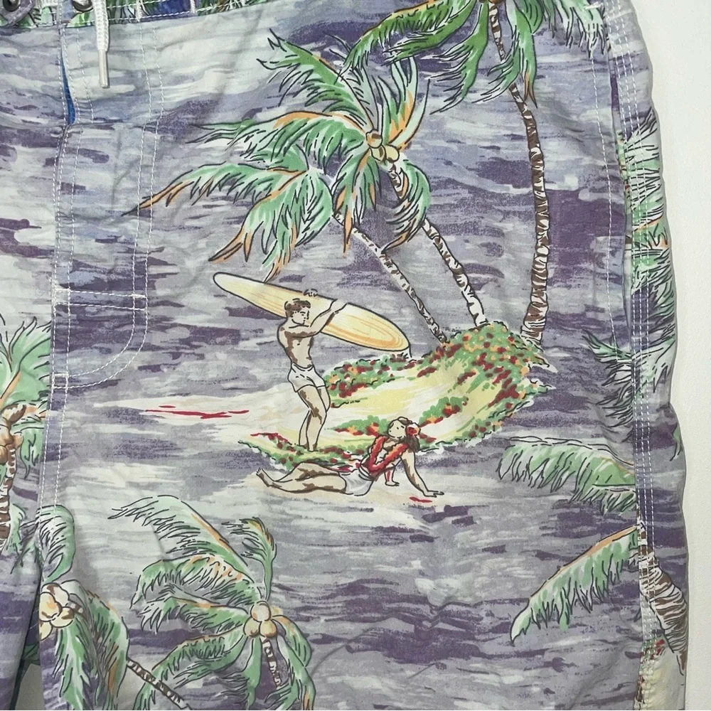 Polo Ralph Lauren Mens Swim Trunks Board Shorts Palm Tree Beach Hawaiian Surfer - Picture 7 of 12